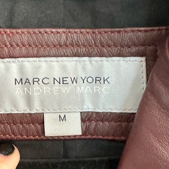Andrew Marc New York Burgundy Leather Moto Jacket Sz M - Picture 6 of 9